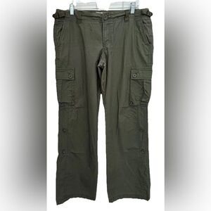 Vintage OLD NAVY women 10 pants slim boot ultra low rise Y2K green cargo utility